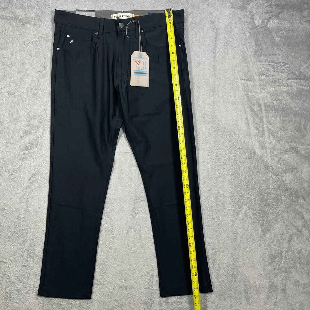 Tailor Vintage Performance Pants Mens 34x30(29 Black New Canaan Slim Fit Stretch